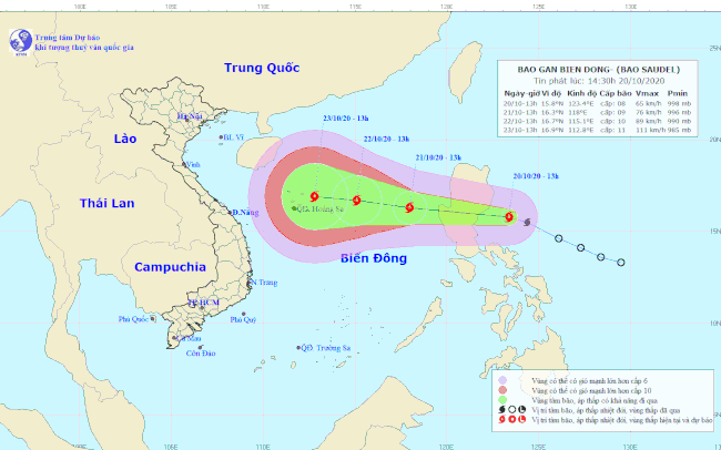 Thông tin mới Áp thấp nhiệt đới đã mạnh lên thành bão Saudel