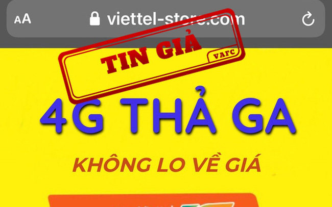 Cảnh giác về giả mạo tên và hình ảnh của Viettel để rao bán SIM 4G