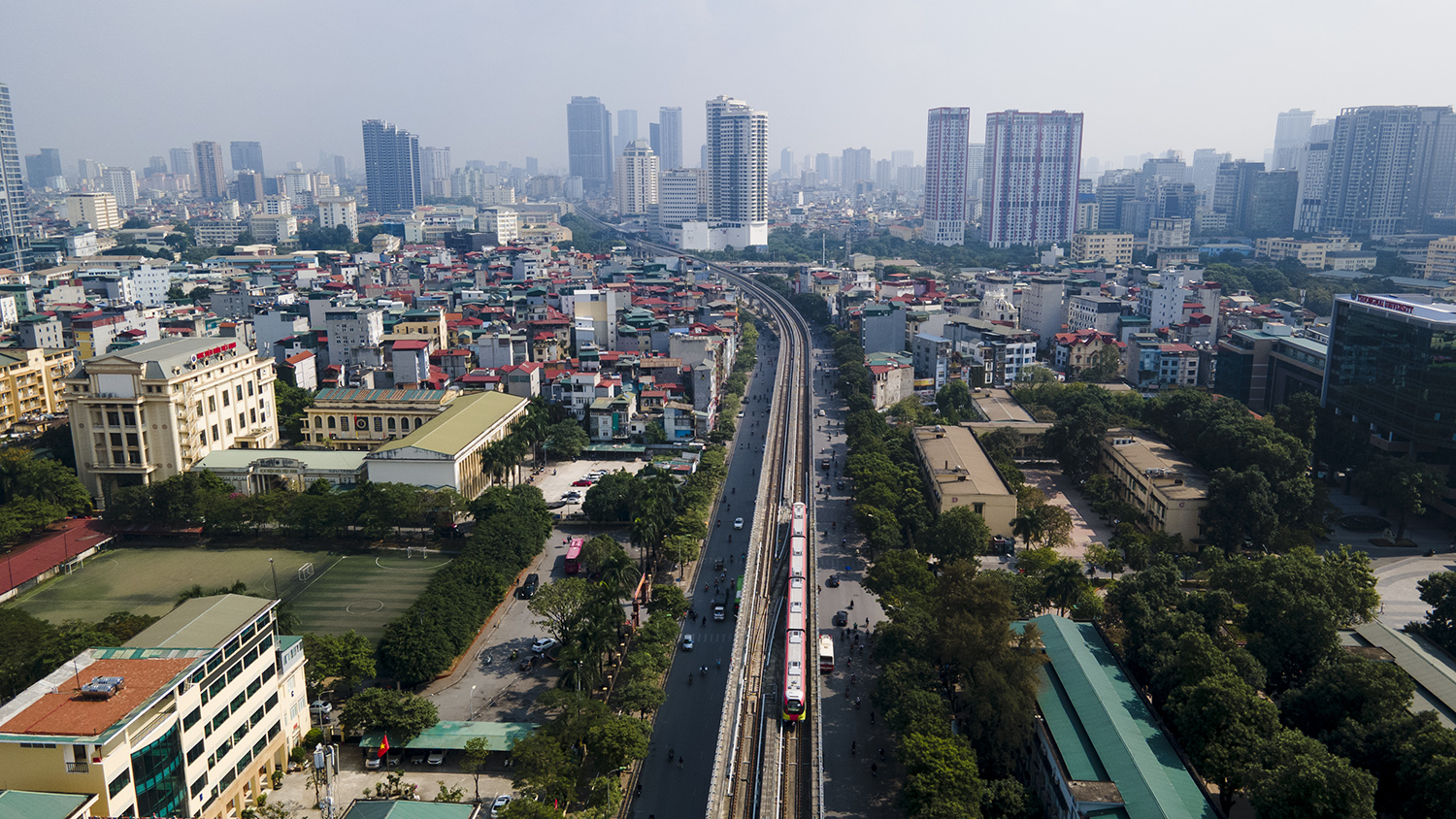 Nhìn từ trên cao tuyến đường sắt đô thị Nhổn - Ga Hà Nội trước ngày chạy thử - 6